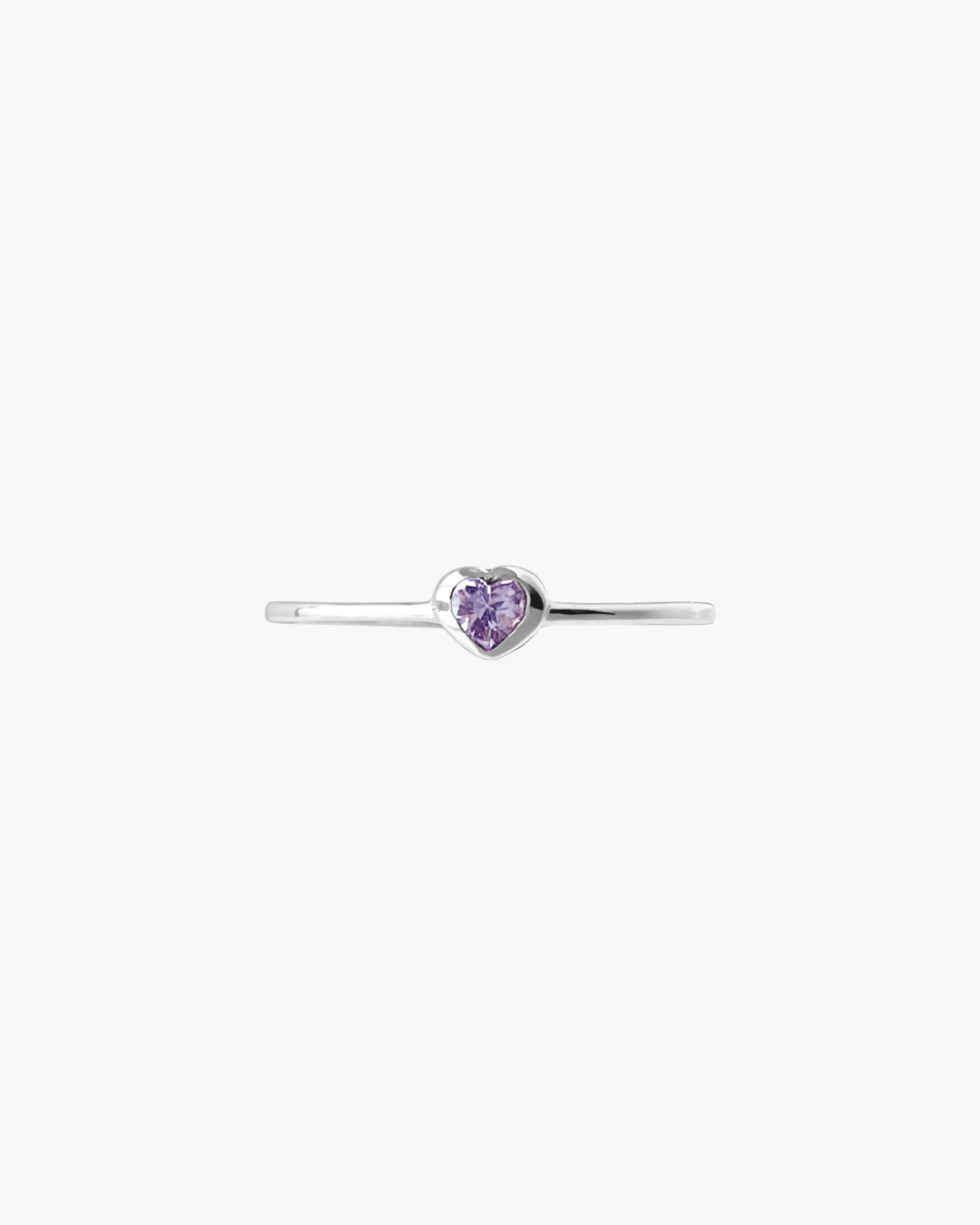 Anillo corazón con zircón morado - Image 2