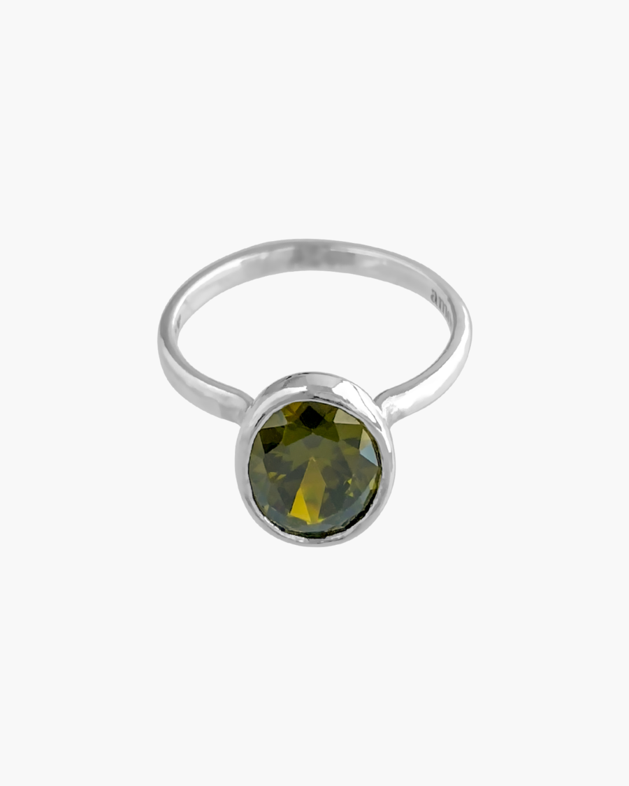 Anillo oval verde oliva - Image 2