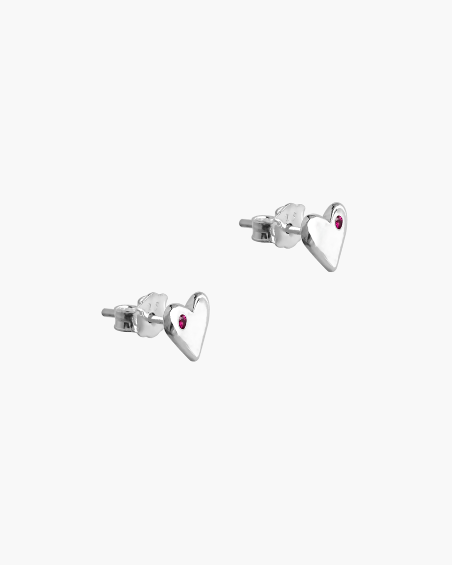 Aretes corazón con zircón - Image 3